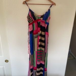 Accessorize | Colorful Abstract Spaghetti Straps Babydoll Maxi Dress, Size S